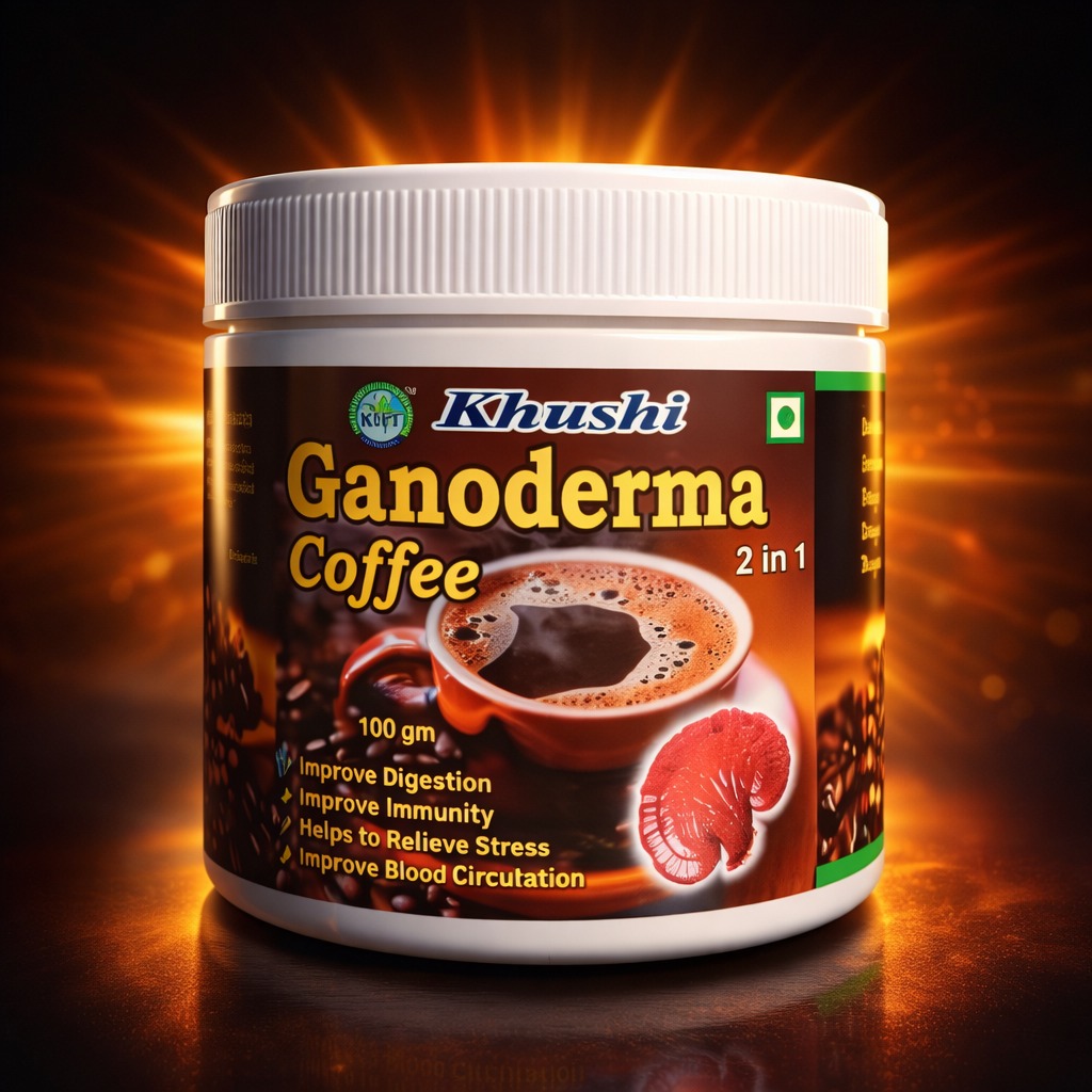 Khushi Ganoderma 2-in-1 Coffee – 100 Gram ,herbal coffee, immunity booster coffee, stress relief coffee, digestion aid coffee,   