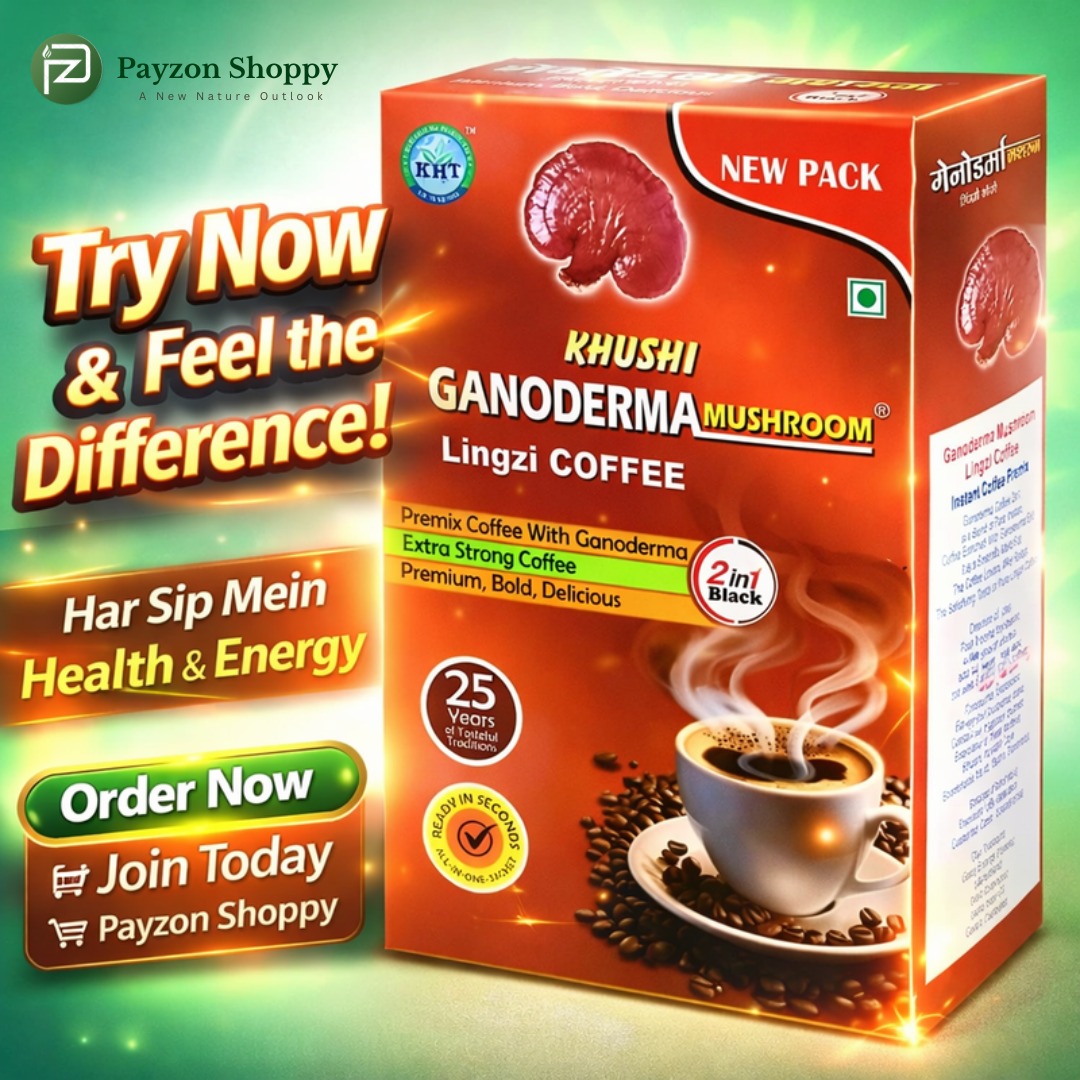 Ganoderma Lingzhi Coffee | Herbal Energy Coffee 2in1 Black | Dropshipping Supplier Bhopal | Payzon Shoppy ,herbal coffee, immunity booster coffee, stress relief coffee, digestion aid coffee,   